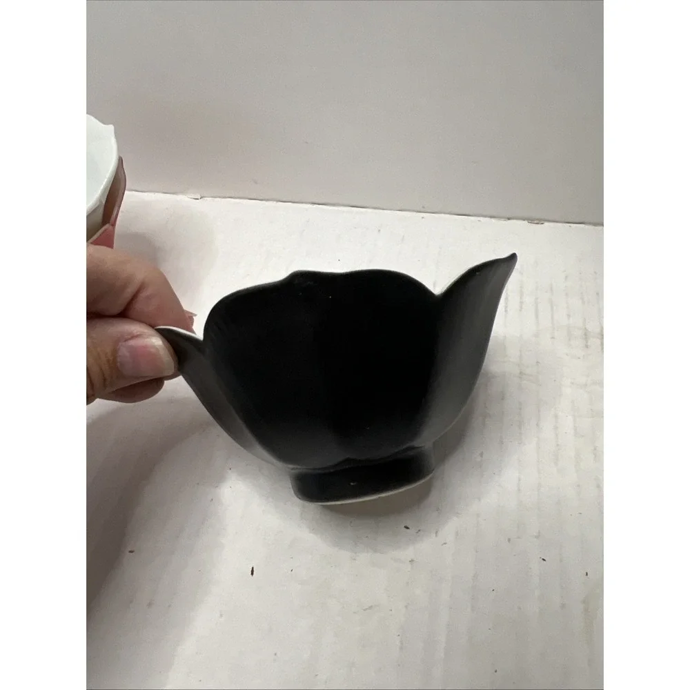 Vintage - LOTUS FLOWER MCM - Rice & Condiment Bowls - SET OF 3 Red White Black